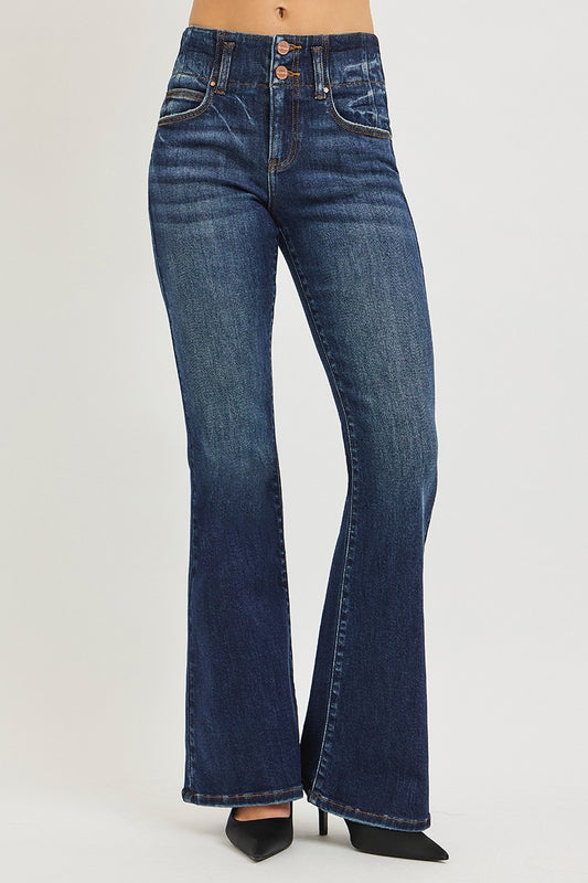Flare-jeans med hög midja och söm i linningen, bild 2