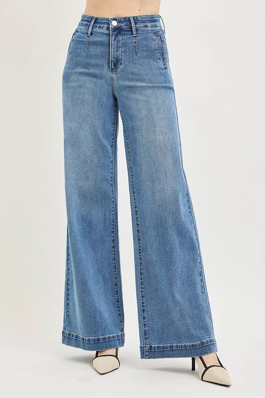 Vida jeans med hög midja och resår, bild 2