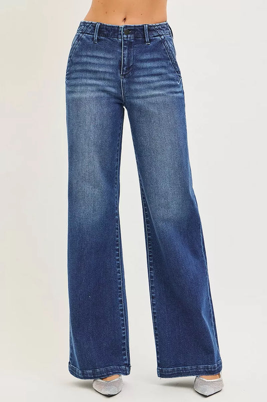 Vida jeans med hög midja och snedfickor, bild 2