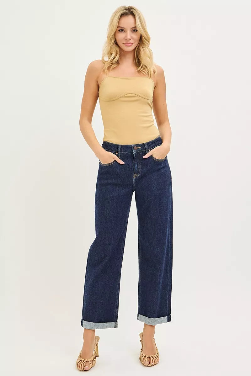 Croppade boyfriendjeans med uppvikt fåll, bild 6