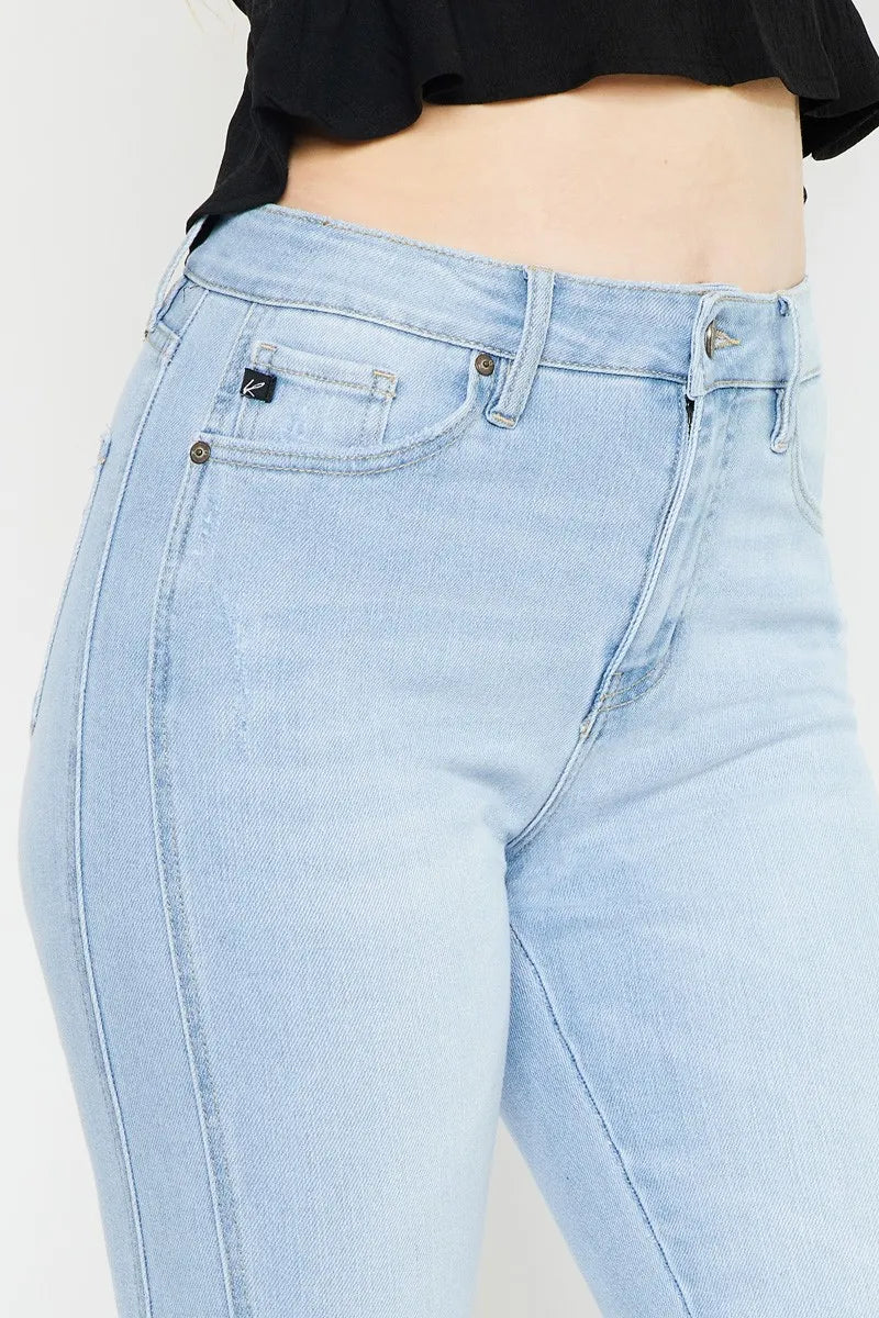 Flare-jeans med hög midja i ljus tvätt, bild 9