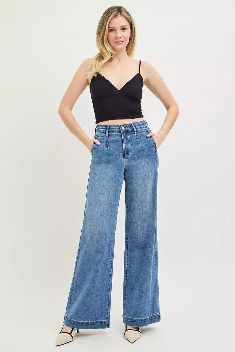 Vida jeans med hög midja och resår, bild 6