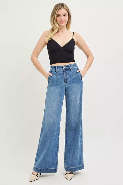 Vida jeans med hög midja och resår, bild 6