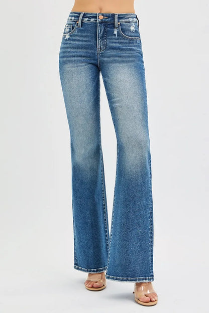 Flare-jeans med hög midja och resår, bild 3