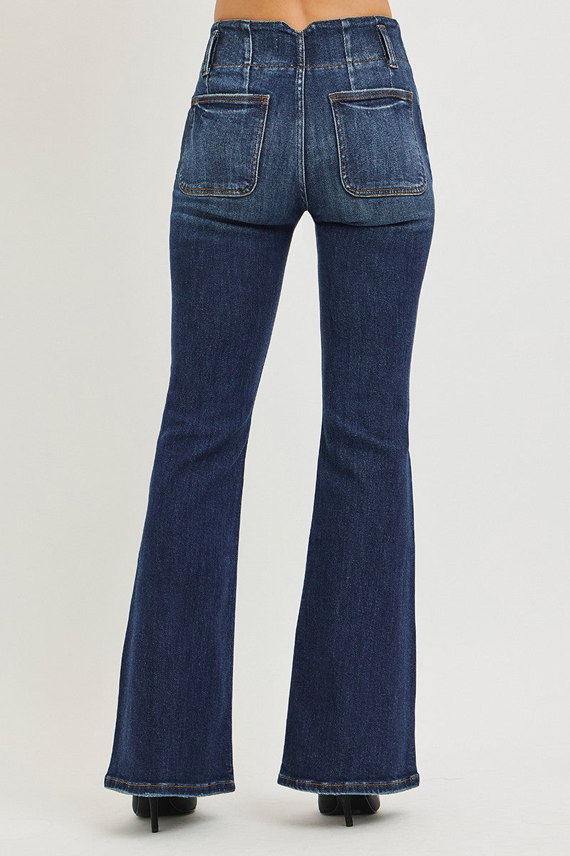 Flare-jeans med hög midja och söm i linningen, bild 5