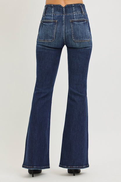 Flare-jeans med hög midja och söm i linningen, bild 5