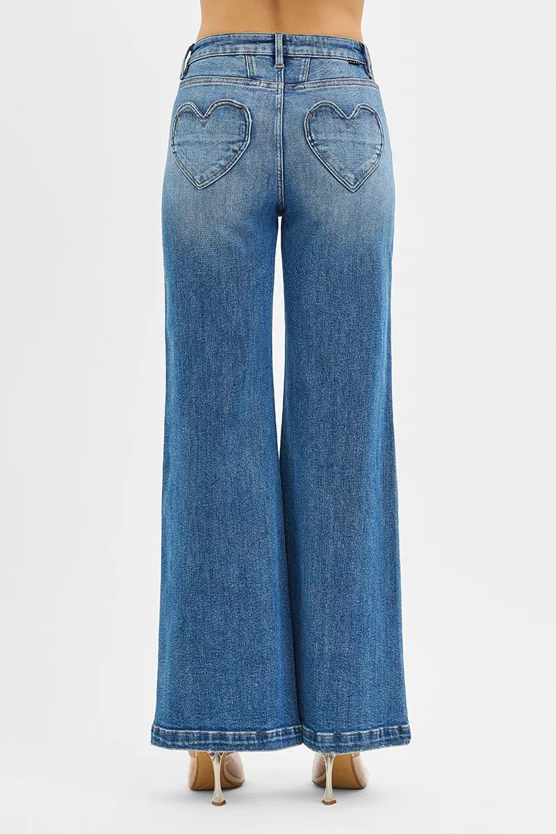 Vida jeans med hög midja och hjärtficka, bild 5