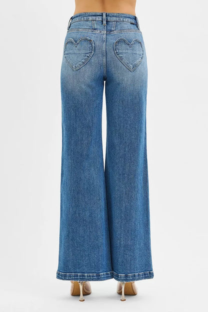 Vida jeans med hög midja och hjärtficka, bild 5