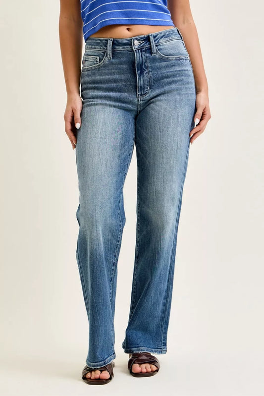 Raka 90-talsjeans med mellanmidja, bild 1