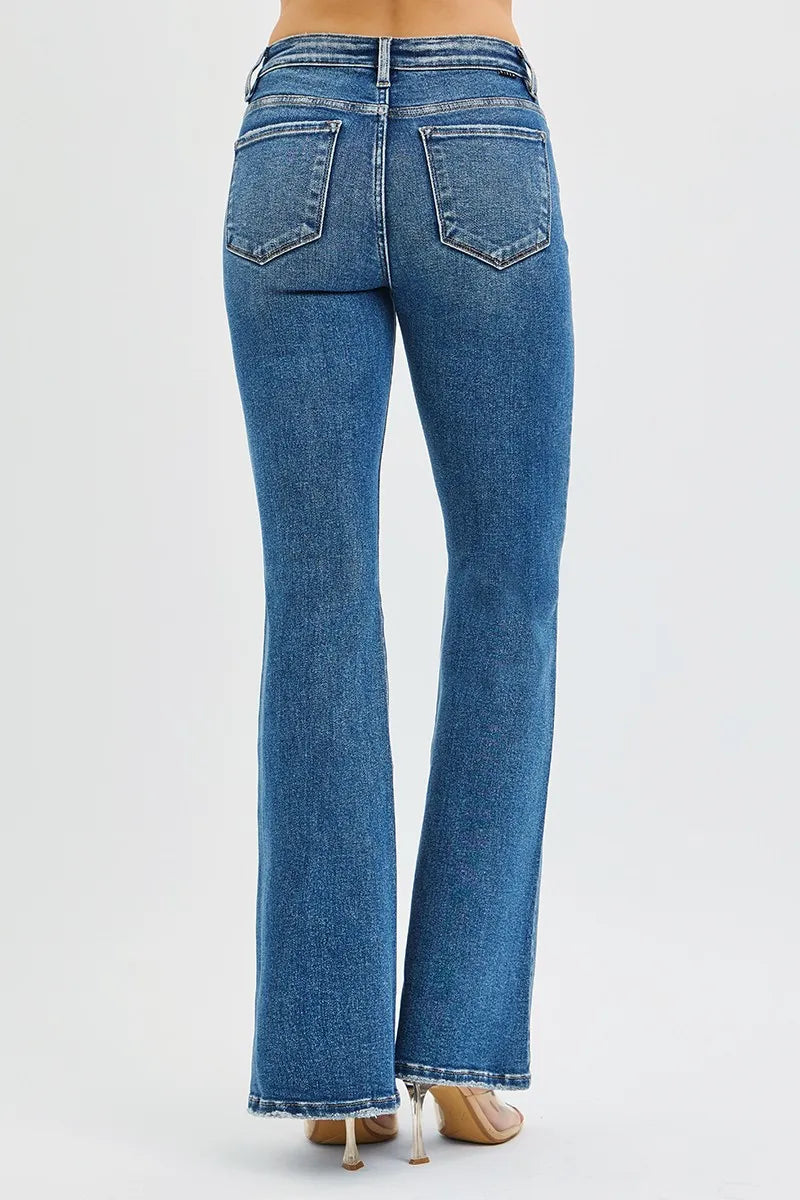Flare-jeans med hög midja och resår, bild 5