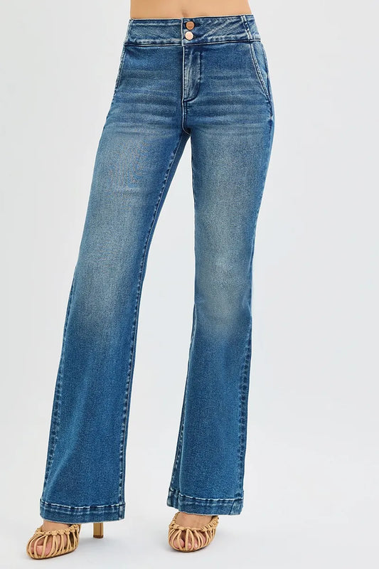 Bootcut-jeans med hög midja och dubbelknäppning, bild 2