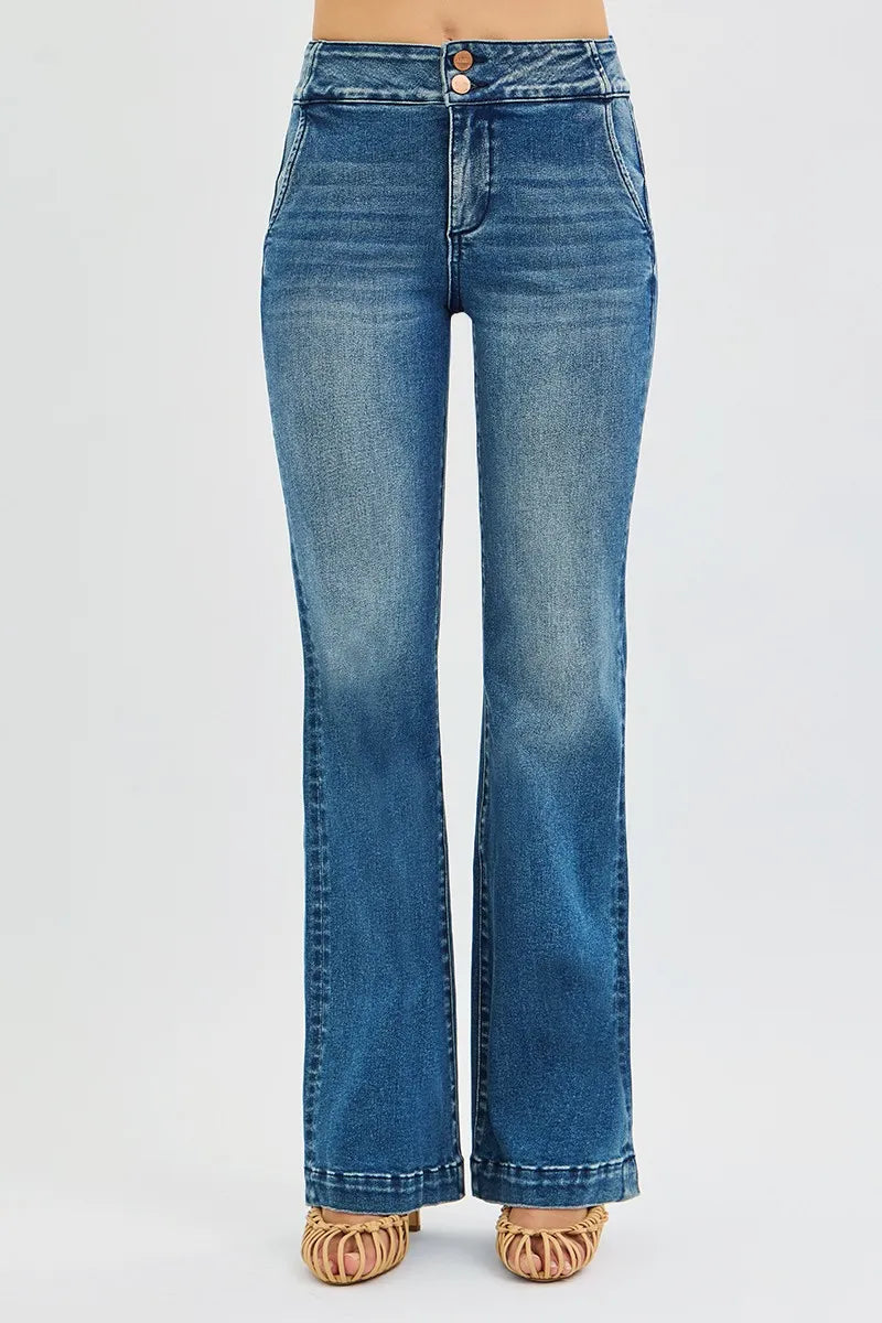 Bootcut-jeans med hög midja och dubbelknäppning, bild 3