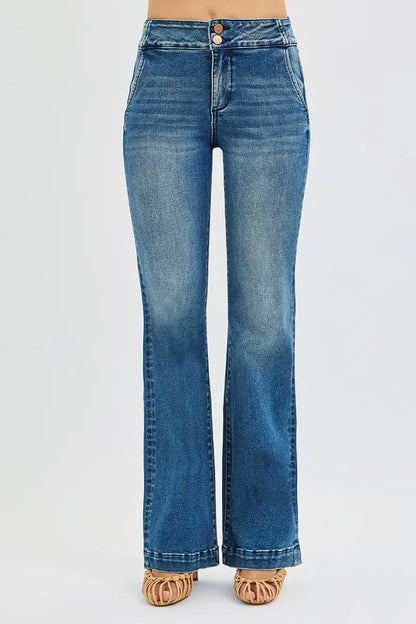 Bootcut-jeans med hög midja och dubbelknäppning, bild 3