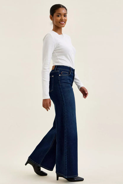 Vida jeans med hög midja i mörk tvätt, bild 5