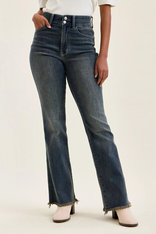 Jeans med hög midja och rå kant, bild 1