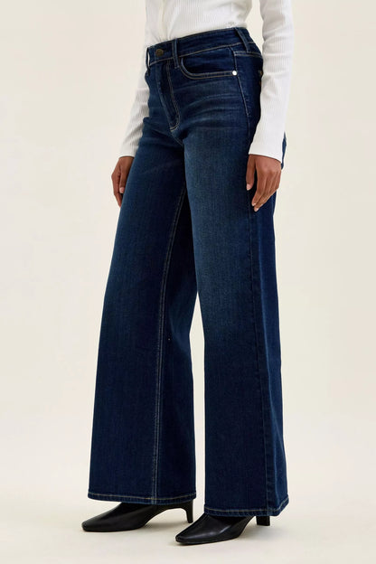 Vida jeans med hög midja i mörk tvätt, bild 3
