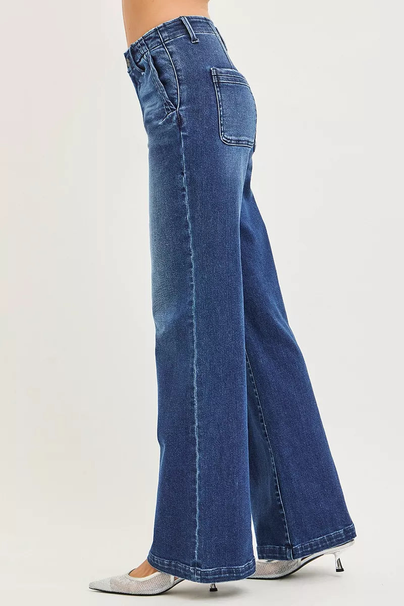 Vida jeans med hög midja och snedfickor, bild 4