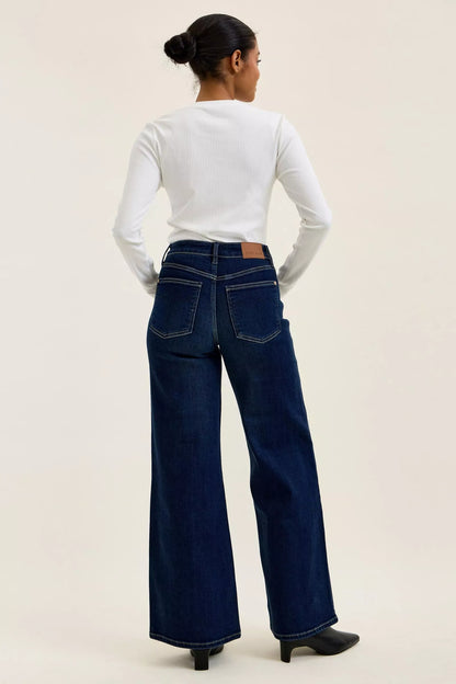 Vida jeans med hög midja i mörk tvätt, bild 8