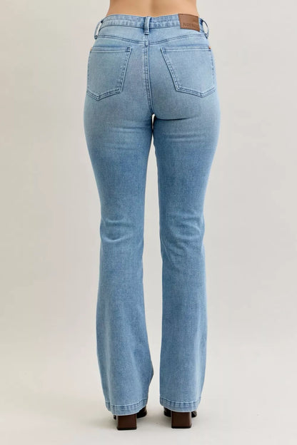 Bootcut-jeans med mellanmidja och kontrasttvätt, bild 7