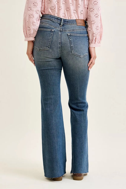 Flare-jeans med mellanmidja och lockfickor, bild 4
