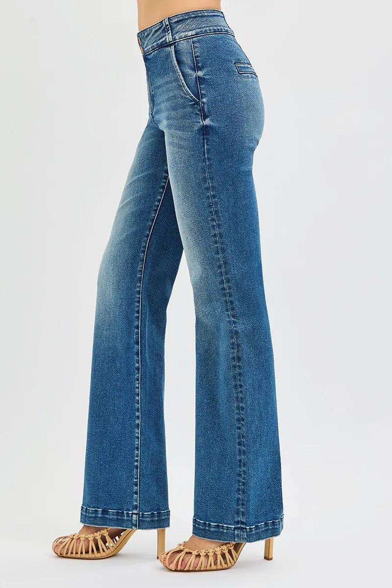 Bootcut-jeans med hög midja och dubbelknäppning, bild 4