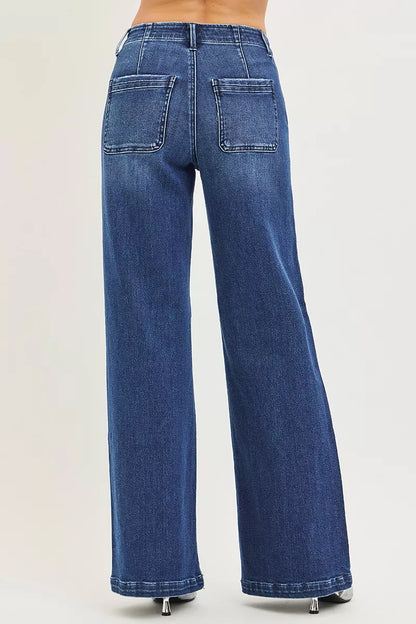 Vida jeans med hög midja och snedfickor, bild 5