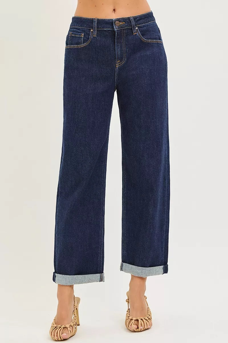 Croppade boyfriendjeans med uppvikt fåll, bild 2