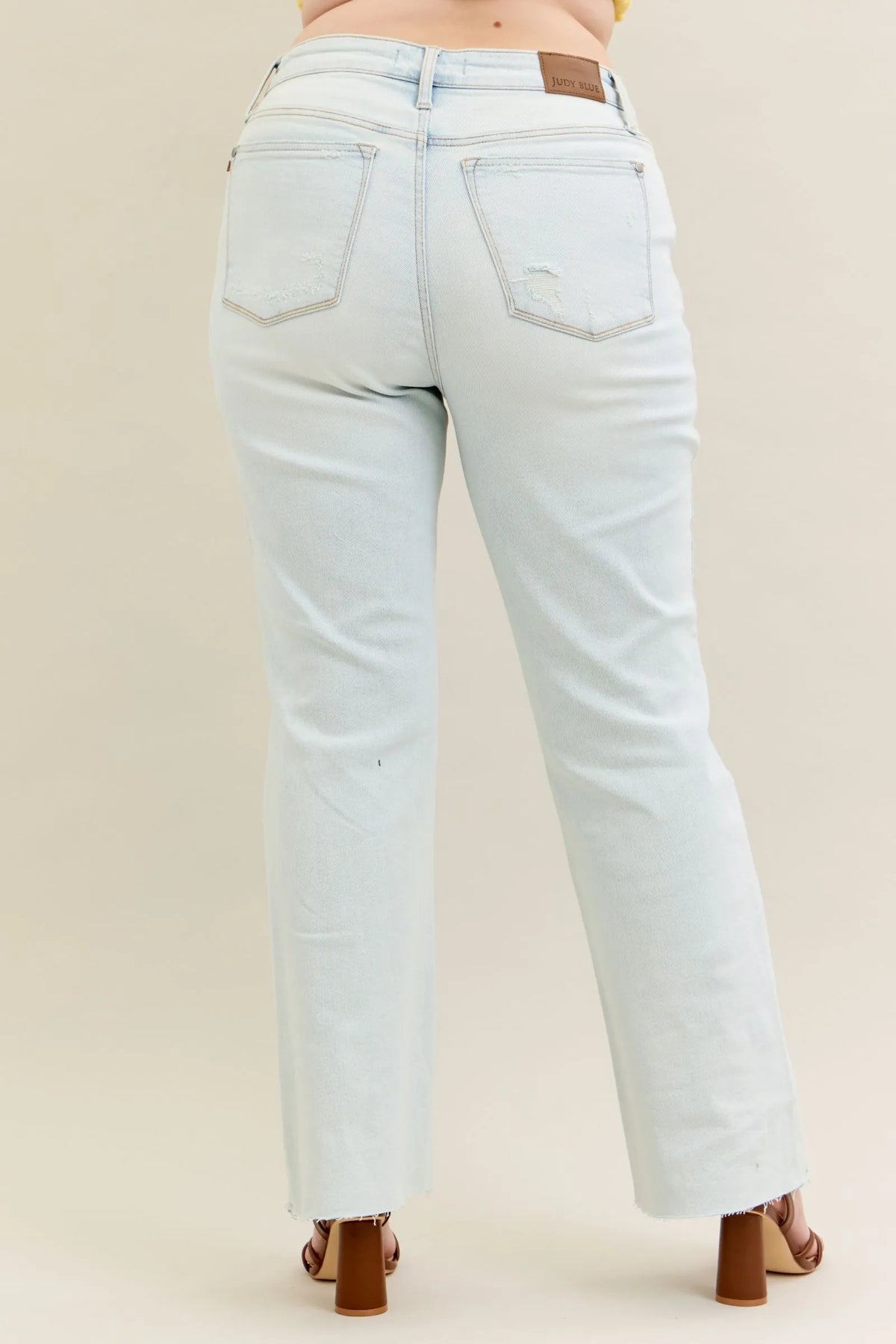 Bootcut-jeans med sliten tvätt och rå kant, bild 7