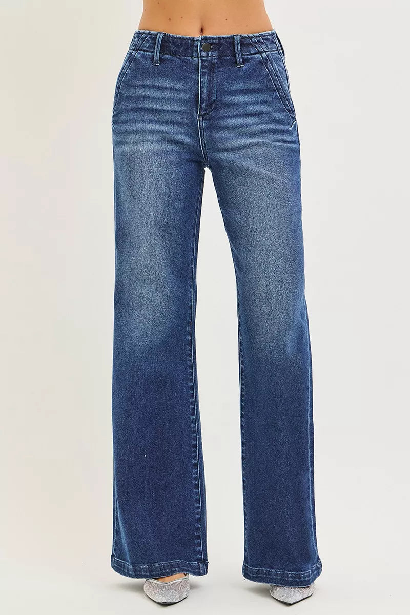 Vida jeans med hög midja och snedfickor, bild 3