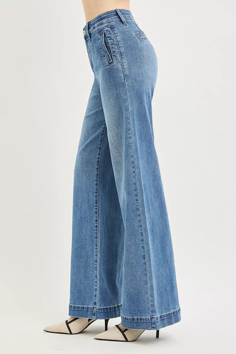 Vida jeans med hög midja och resår, bild 4