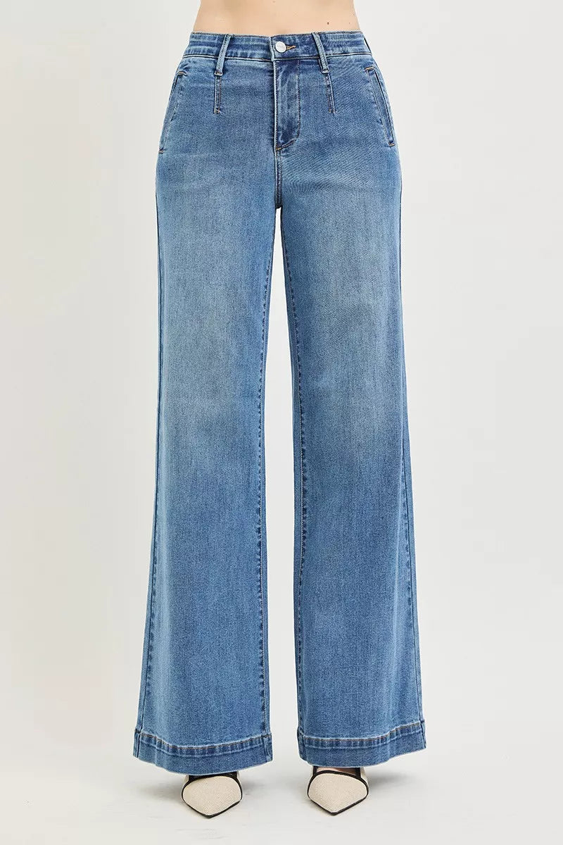 Vida jeans med hög midja och resår, bild 3