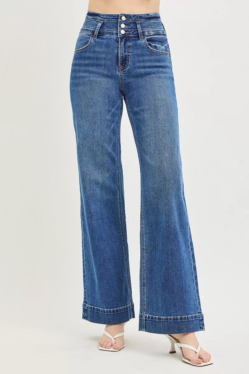 Vida jeans med hög midja och bred linning, bild 3