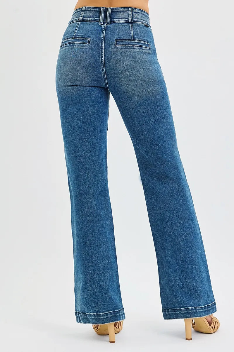 Bootcut-jeans med hög midja och dubbelknäppning, bild 5