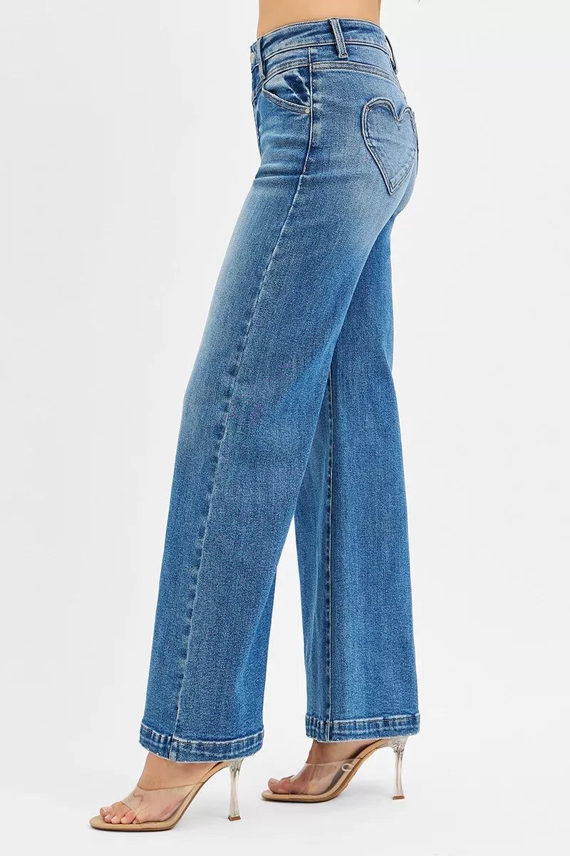 Vida jeans med hög midja och hjärtficka, bild 4