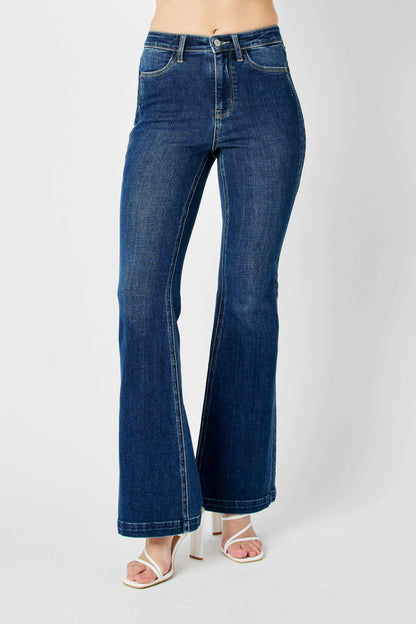 Flare-jeans med hög midja och vinklad sidsöm, bild 2