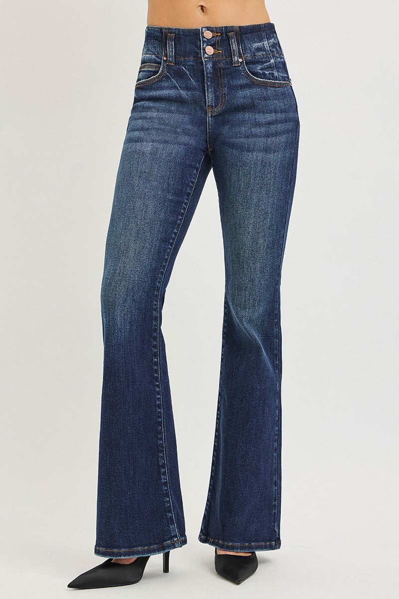 Flare-jeans med hög midja och söm i linningen, bild 1