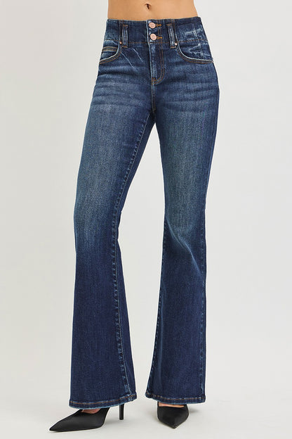 Flare-jeans med hög midja och söm i linningen, bild 1