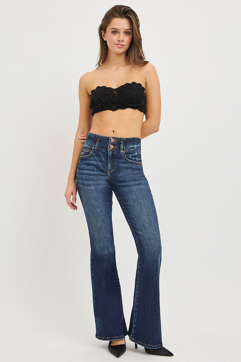 Flare-jeans med hög midja och söm i linningen, bild 6