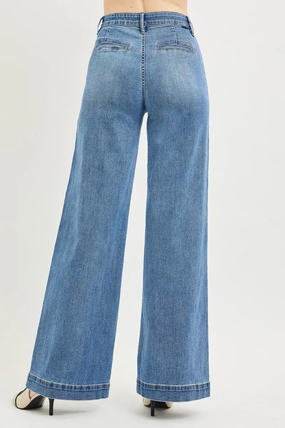 Vida jeans med hög midja och resår, bild 5