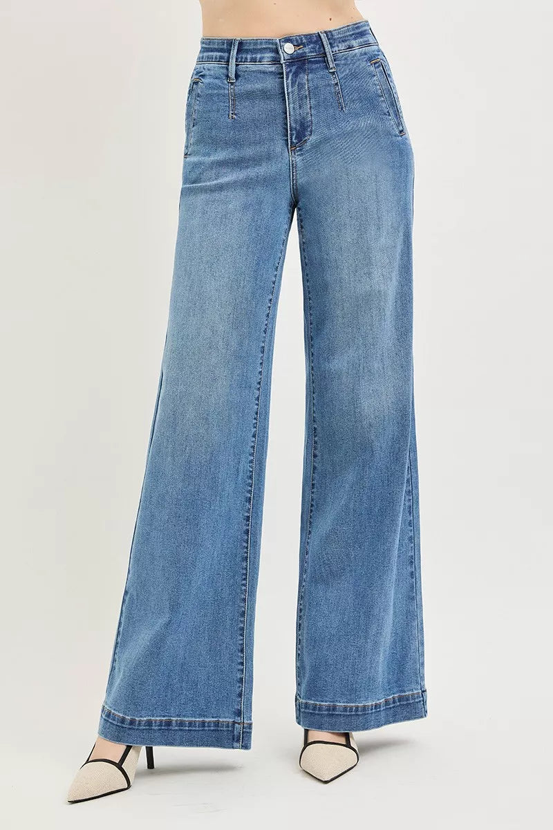 Vida jeans med hög midja och resår, bild 1