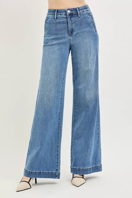 Vida jeans med hög midja och resår, bild 1