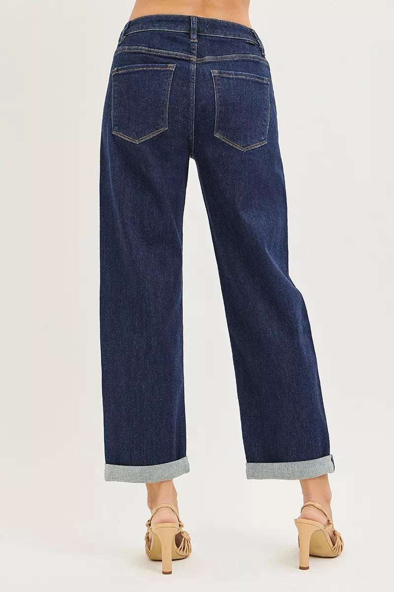 Croppade boyfriendjeans med uppvikt fåll, bild 5