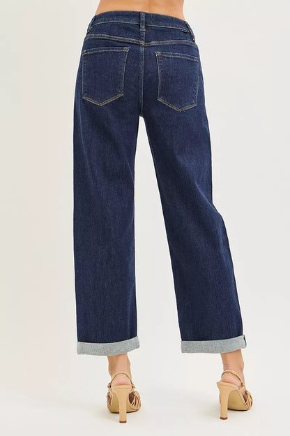 Croppade boyfriendjeans med uppvikt fåll, bild 5