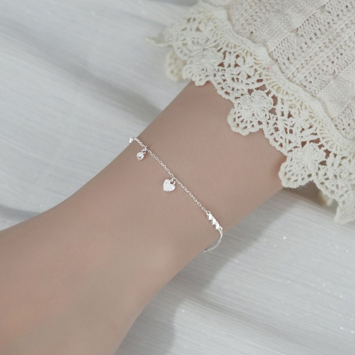 Armband med hjärtberlock i 925-silver