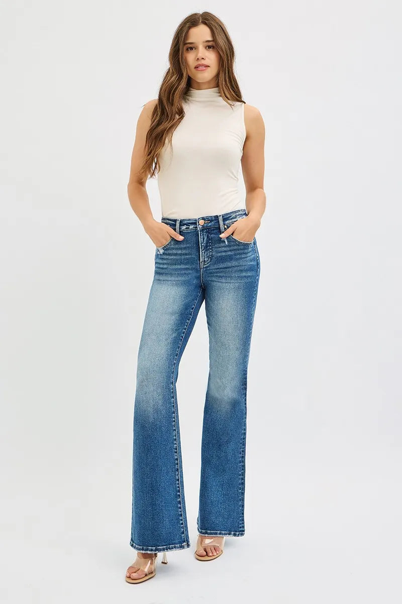 Flare-jeans med hög midja och resår, bild 6