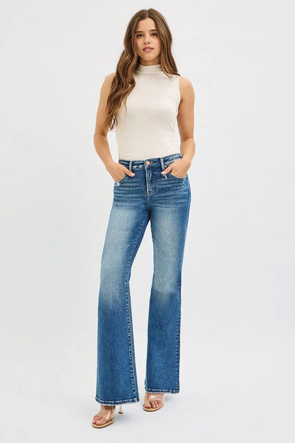 Flare-jeans med hög midja och resår, bild 6
