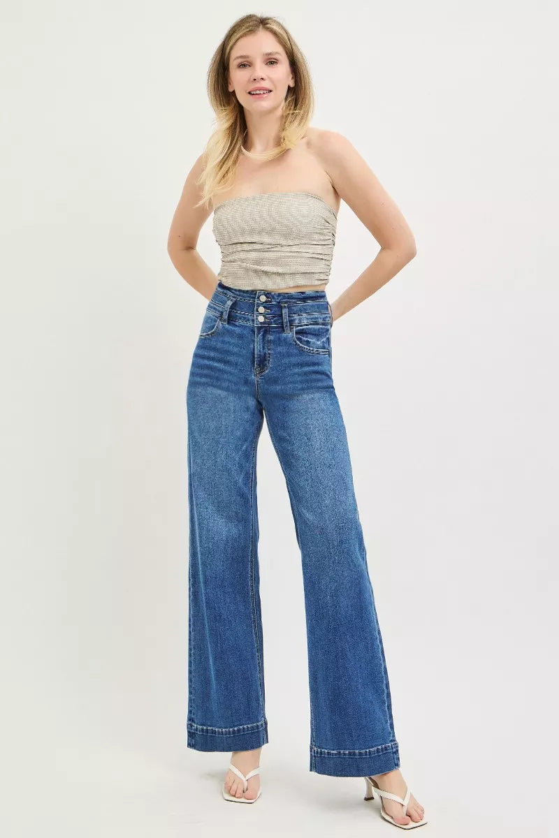 Vida jeans med hög midja och bred linning, bild 6