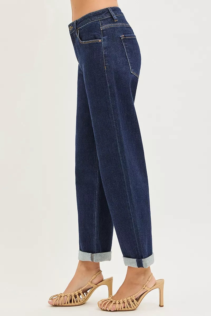 Croppade boyfriendjeans med uppvikt fåll, bild 4