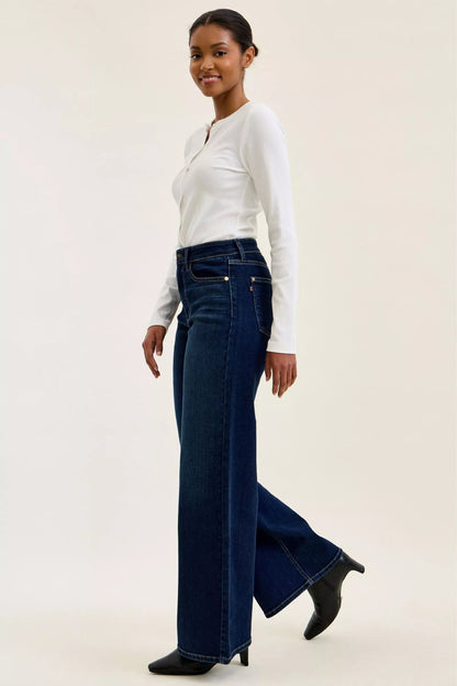 Vida jeans med hög midja i mörk tvätt, bild 7
