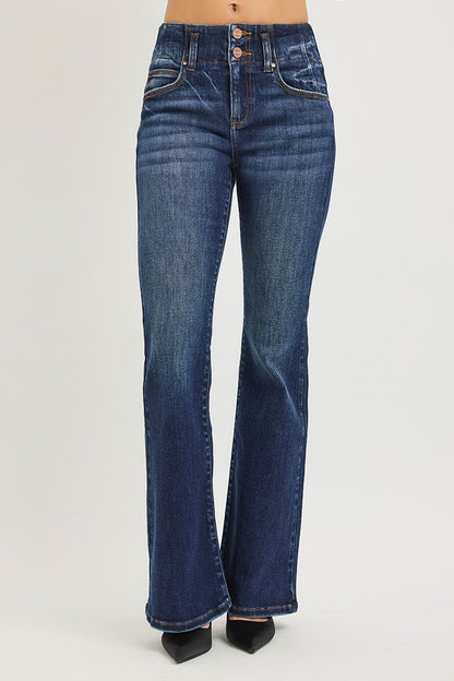 Flare-jeans med hög midja och söm i linningen, bild 3